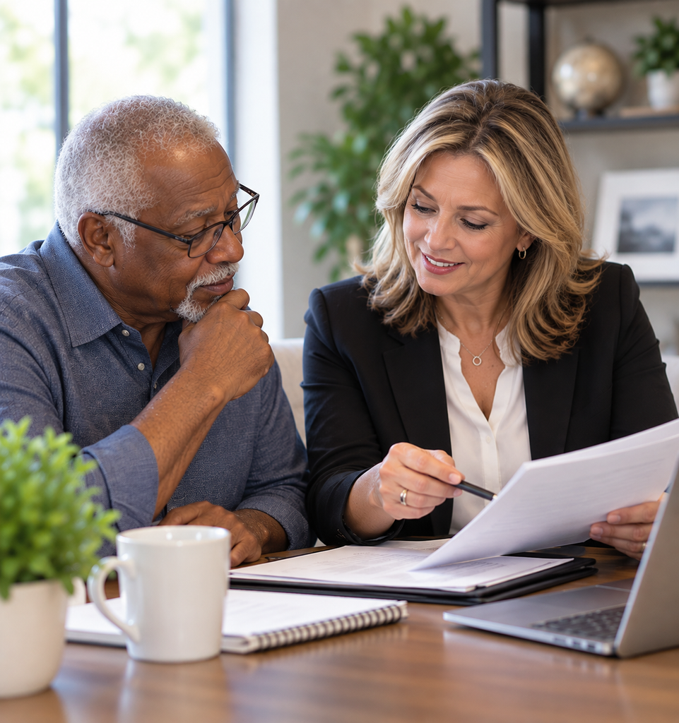 Senior Care Guidance advisor reviewing Medicare coverage options with a client.